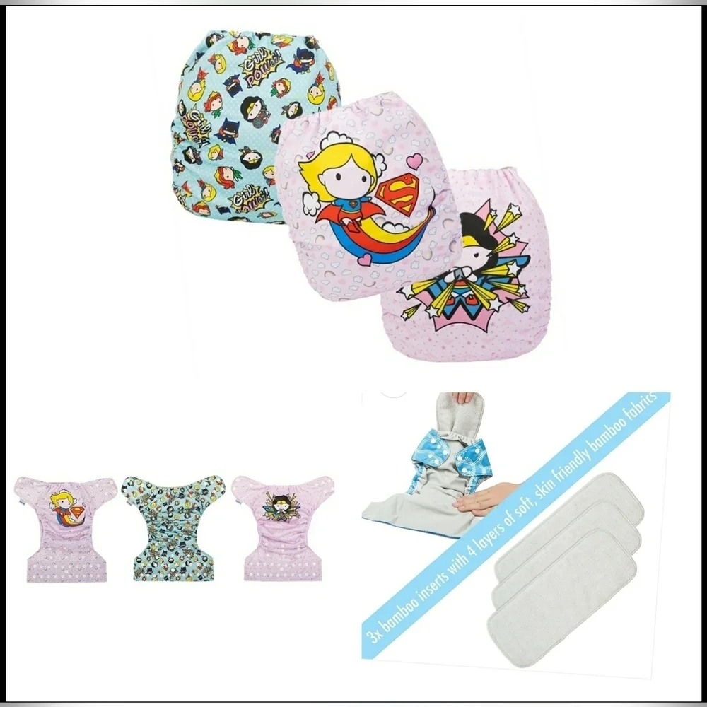 Cloth Diapers Set Super Girl Wonder Girl Adjustable